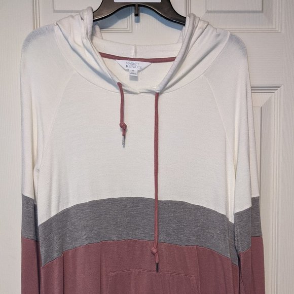Market & Spruce White, Gray, and Pink Hoodie - Picture 1 of 6